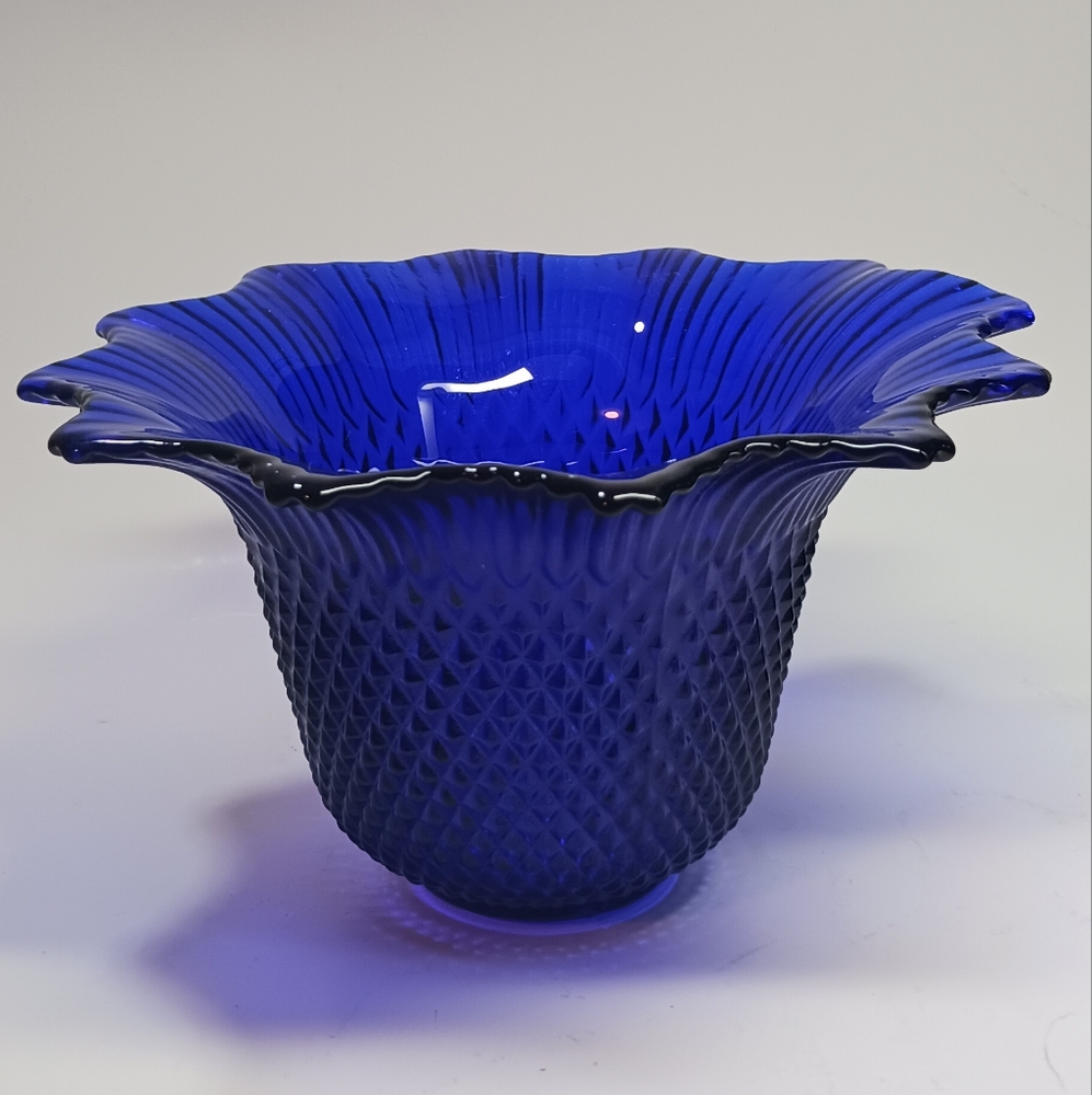 Vintage Cobalt Blue Flower Candle Holder, Blue Decor, Flower Cobalt Blue Votive